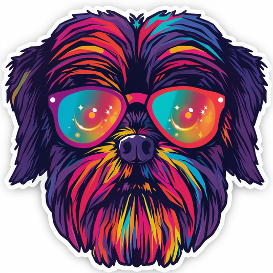 Adorable Shih Tzu Dog Expressive surreal Vinyl Decal Sticker for Car, Laptop, Tumbler and more # F018353