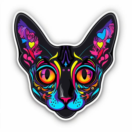 Adorable Cornish Rex Cat Expressive surreal Vinyl Decal Sticker for Car, Laptop, Tumbler and more # F021600-4" x 4"