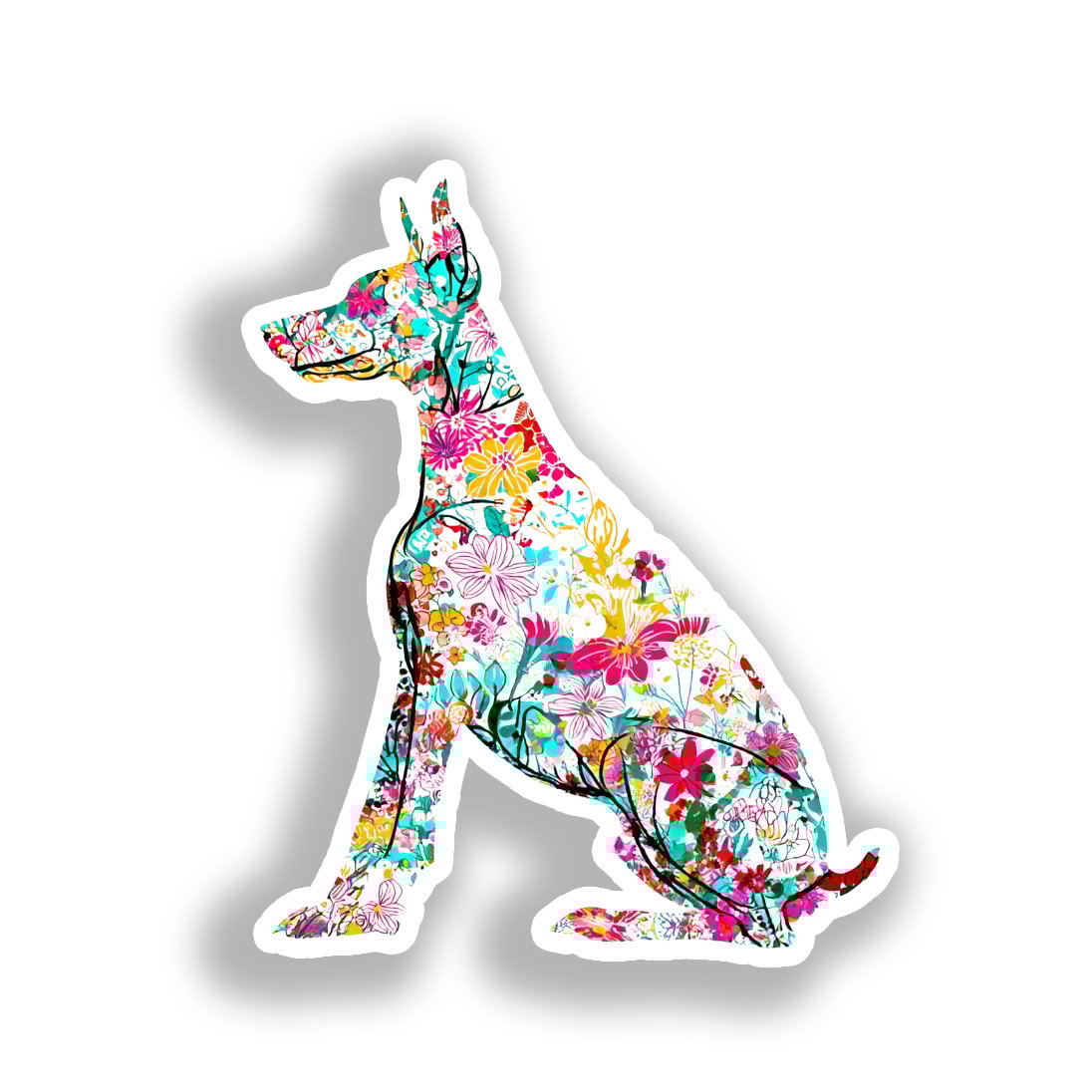 Doberman Pnscher Dog Vinyl Decal Sticker for Car, Laptop, Tumbler and more # A019707-4" x 4"