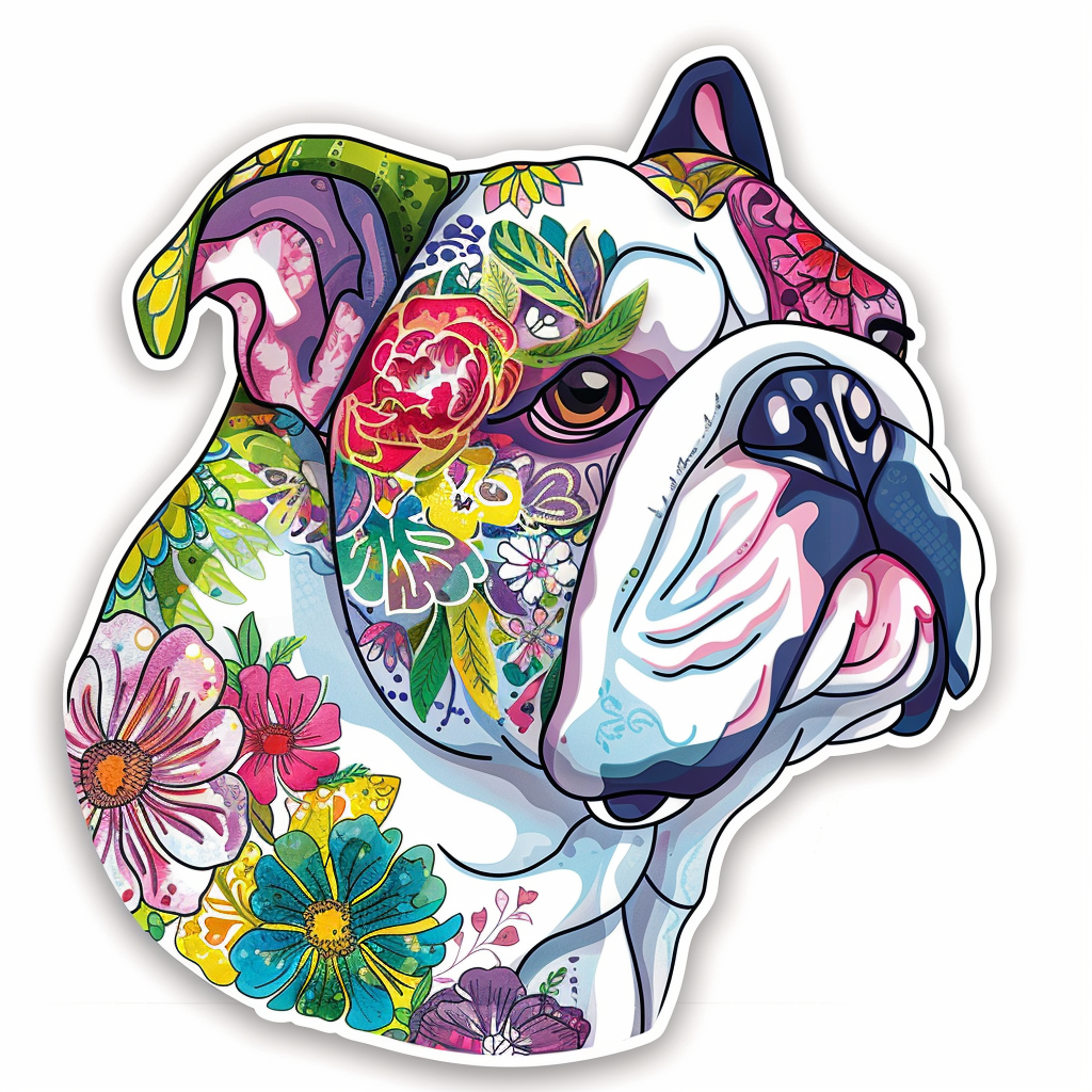 Bulldog Dog majestic Expressive surreal Vinyl Decal Sticker for Car, Laptop, Tumbler and more # F017602