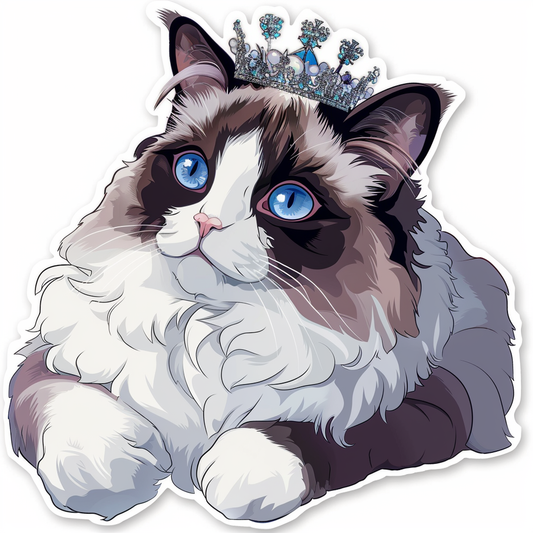 Ragdoll Cat crowned Vinyl Decal Sticker for Car, Laptop, Tumbler and more # F010253