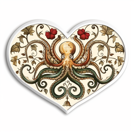 Sticker of a Octopus heartcore majestic Expressive surreal Vinyl Decal Sticker for Car, Laptop, Tumbler and more # F015778