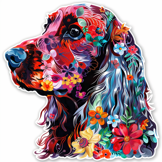 Cocker Spaniel Dog floral majestic Expressive surreal Vinyl Decal Sticker for Car, Laptop, Tumbler and more # F020044-4" x 4"