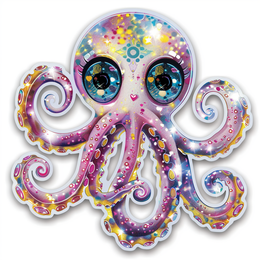 Sticker of a Octopus heartcore texture Expressive surreal Vinyl Decal Sticker for Car, Laptop, Tumbler and more # F015788