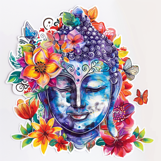 Buddha floral majestic Expressive surreal Vinyl Decal Sticker for Car, Laptop, Tumbler and more # F016956