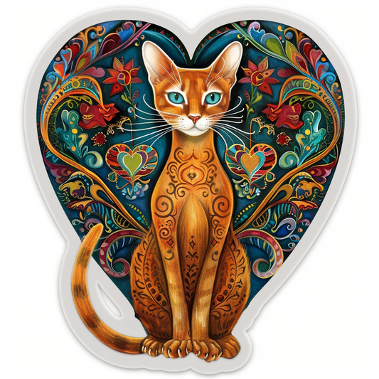 Abyssinian Cat astronaut majestic Expressive surreal Vinyl Decal Sticker for Car, Laptop, Tumbler and more # F021234-4" x 4"