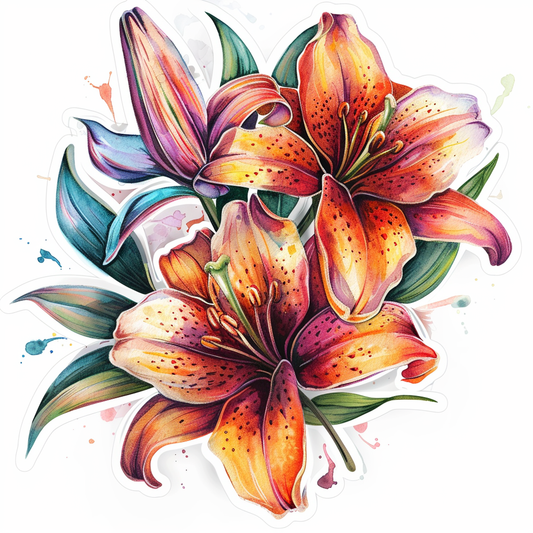 Lily flower majestic Expressive surreal Vinyl Decal Sticker for Car, Laptop, Tumbler and more # F023170