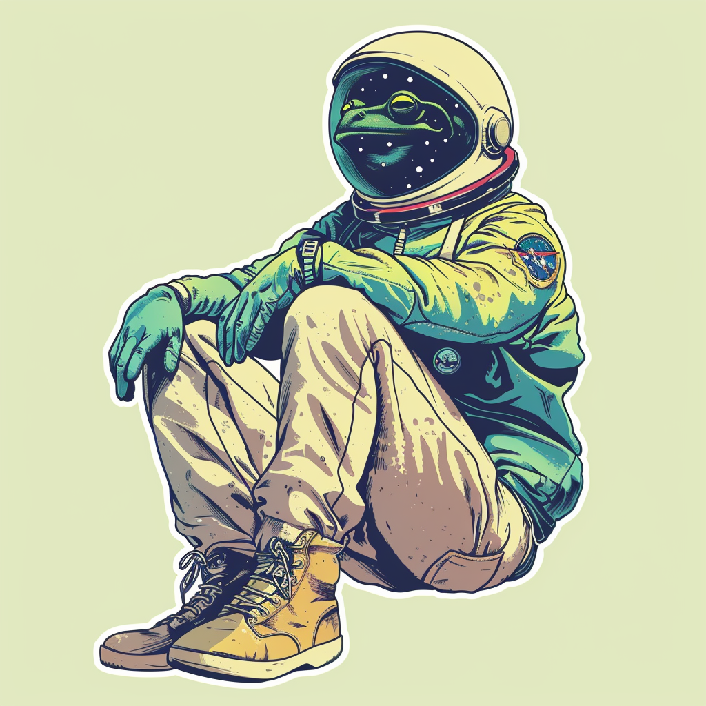 Sticker of a Frog astronaut majestic Expressive surreal Vinyl Decal Sticker for Car, Laptop, Tumbler and more # F016803