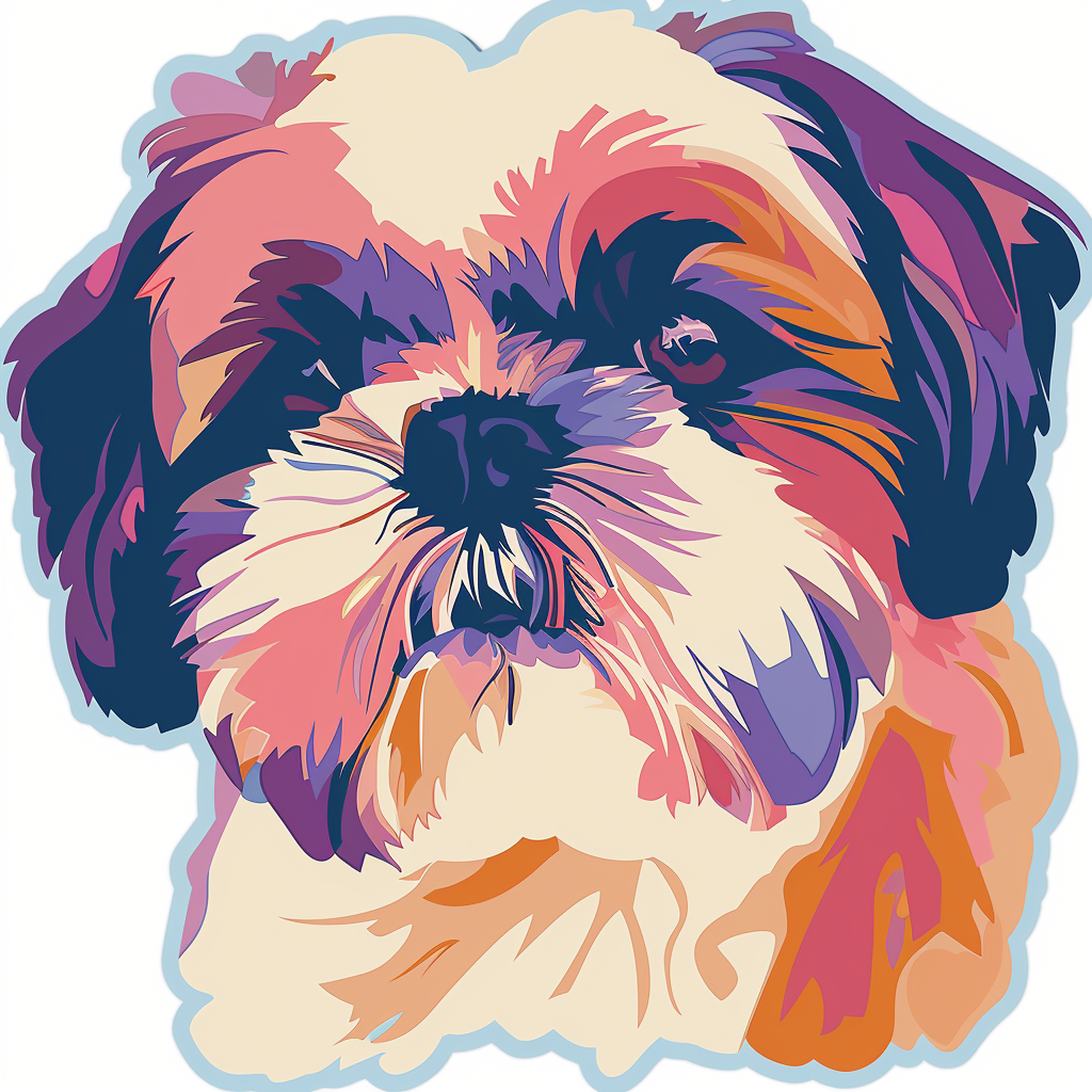 Adorable Shih Tzu Dog Expressive surreal Vinyl Decal Sticker for Car, Laptop, Tumbler and more # F018518