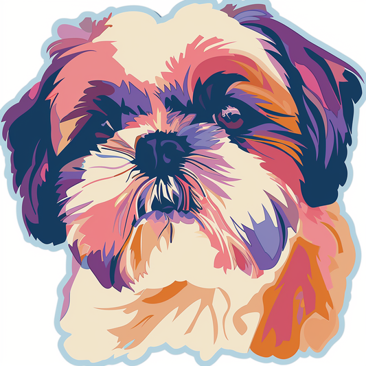 Adorable Shih Tzu Dog Expressive surreal Vinyl Decal Sticker for Car, Laptop, Tumbler and more # F018518