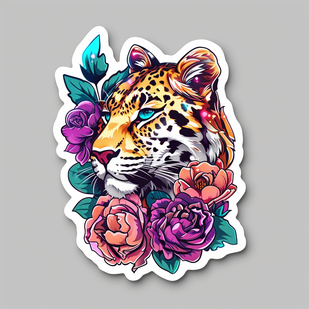 Leopard majestic Expressive surreal Vinyl Decal Sticker for Car, Laptop, Tumbler and more # F022607