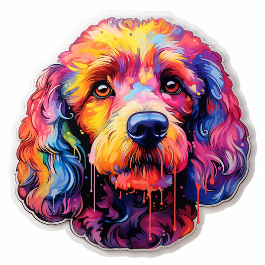 Poodle dog modern neon graffiti Vinyl Decal Sticker for Car, Laptop, Tumbler and more # F012224