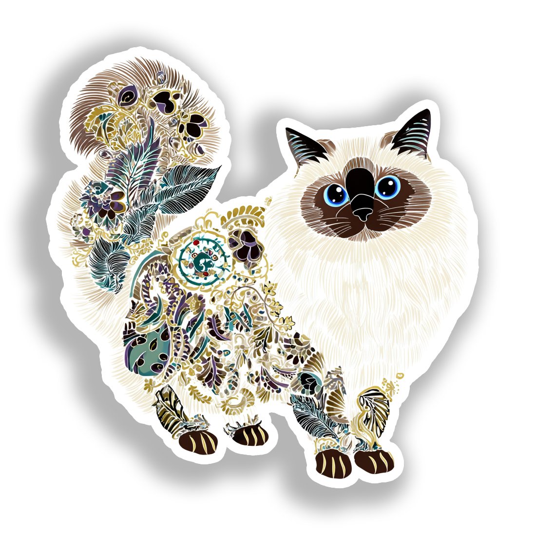 Birman Cat Vinyl Decal Sticker for Car, Laptop, Tumbler and more # A019030-4" x 4"