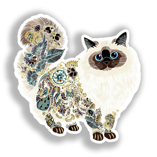 Birman Cat Vinyl Decal Sticker for Car, Laptop, Tumbler and more # A019030-4" x 4"