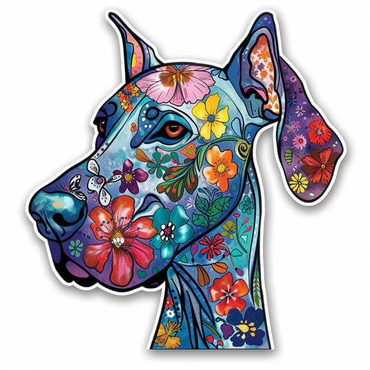 Adorable Great Dane Dog Expressive surreal Vinyl Decal Sticker for Car, Laptop, Tumbler and more # F017782
