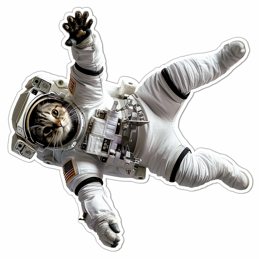 American Shorthair Cat astronaut Expressive surreal Vinyl Decal Sticker for Car, Laptop, Tumbler and more # F019782-4" x 4"