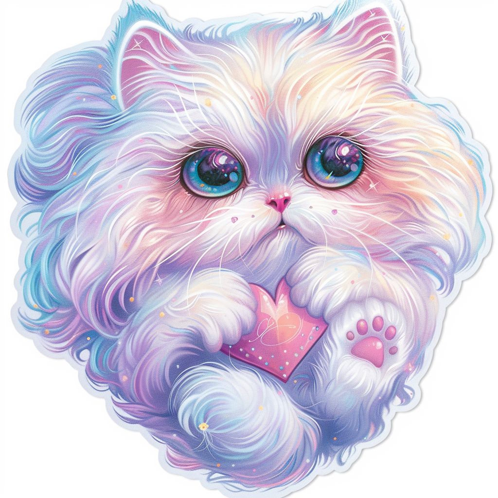 Sticker of a Persian Cat Expressive surreal Vinyl Decal Sticker for Car, Laptop, Tumbler and more # F016390