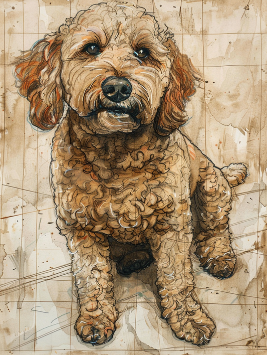 Poster of Goldendoodle dog Expressive surreal Poster # F024285