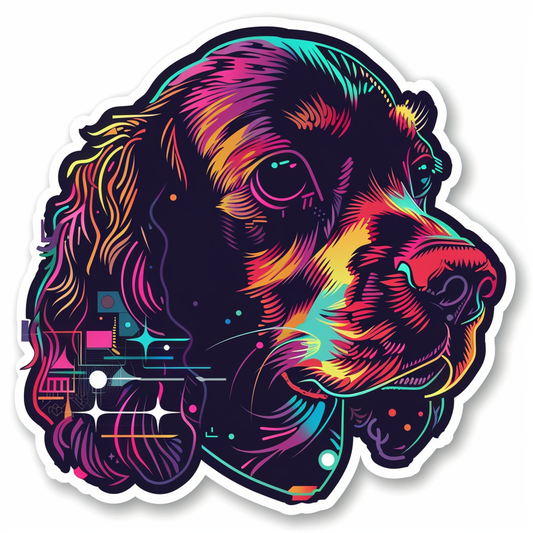 Cocker Spaniel Dog cyber punk Expressive surreal Vinyl Decal Sticker for Car, Laptop, Tumbler and more # F020260-4" x 4"