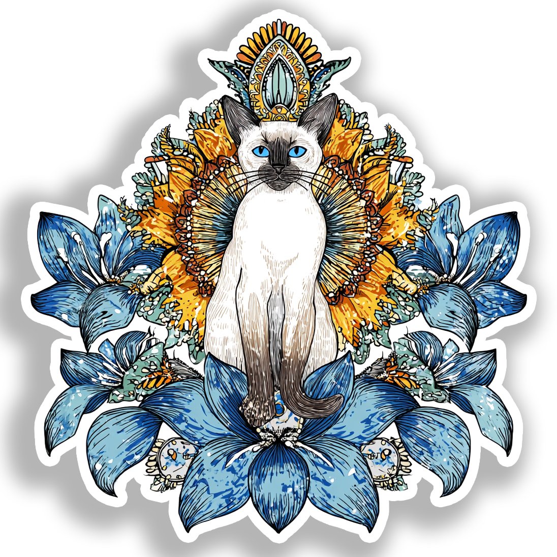 Balinese Cat Vinyl Decal Sticker for Car, Laptop, Tumbler and more # A018688-4" x 4"