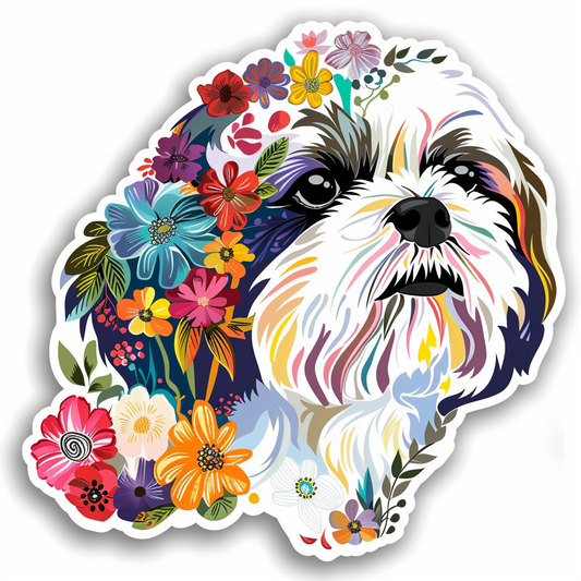 Adorable Shih Tzu Dog Expressive surreal Vinyl Decal Sticker for Car, Laptop, Tumbler and more # F018381