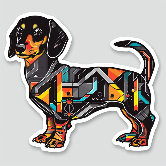 Dachshund Dog cyber punk Vinyl Decal Sticker for Car, Laptop, Tumbler and more # F012947