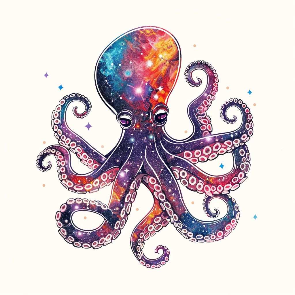 Sticker of a Octopus galaxy majestic Expressive surreal Vinyl Decal Sticker for Car, Laptop, Tumbler and more # F015619