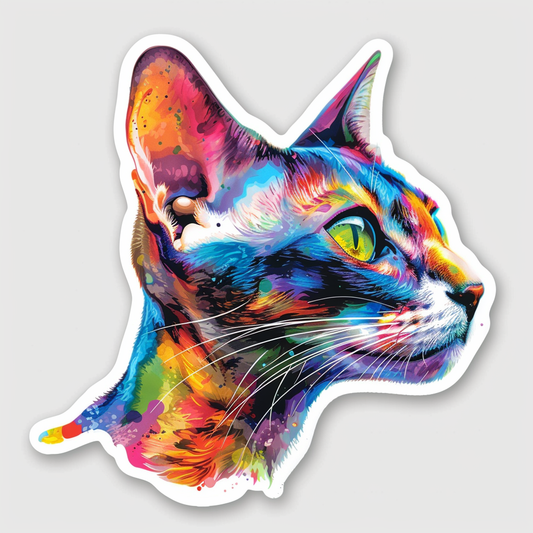 Abyssinian Cat astronaut majestic Expressive surreal Vinyl Decal Sticker for Car, Laptop, Tumbler and more # F021111-4" x 4"