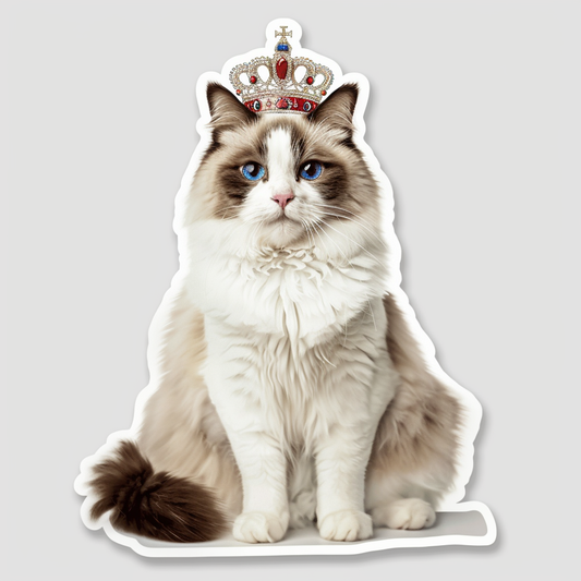 Ragdoll Cat crowned Vinyl Decal Sticker for Car, Laptop, Tumbler and more # F010269