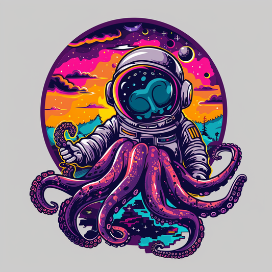 Sticker of an Octopus astronaut majestic Expressive surreal Vinyl Decal Sticker for Car, Laptop, Tumbler and more # F015407