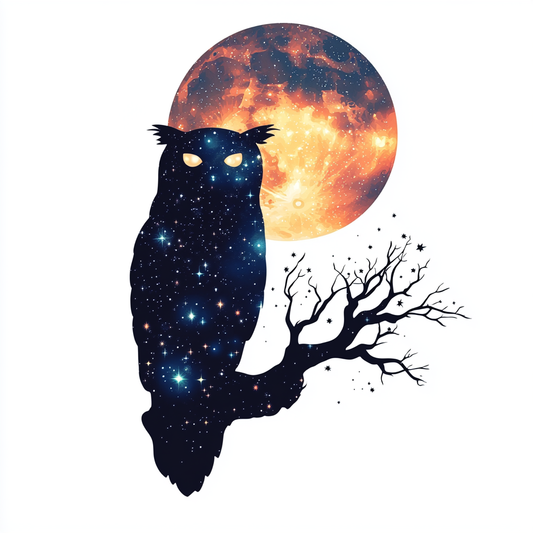 Owl Moon and Stars Vinyl Decal Sticker for Car, Laptop, Tumbler and more # F025771