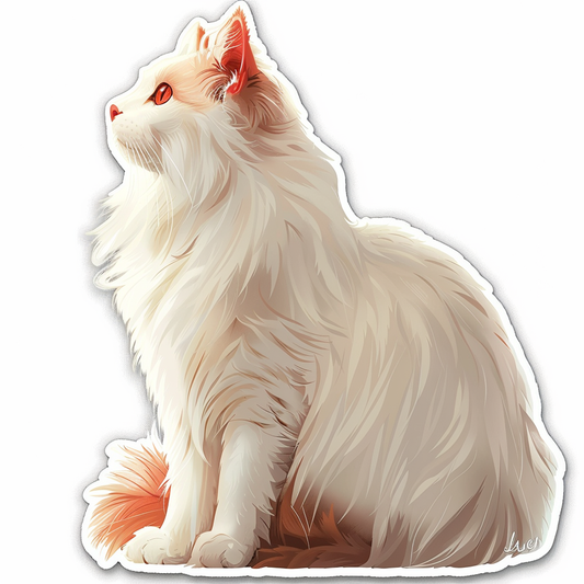 Adorable Turkish Angora Cat  Vinyl Decal Sticker for Car, Laptop, Tumbler and more # F021593-4" x 4"