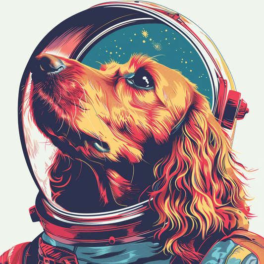 Cocker Spaniel Dog astronaut majestic Expressive surreal Vinyl Decal Sticker for Car, Laptop, Tumbler and more # F020220-4" x 4"