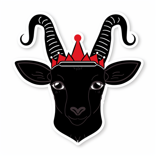 Goat Crowned majestic Expressive surreal Vinyl Decal Sticker for Car, Laptop, Tumbler and more # F020561-4" x 4"