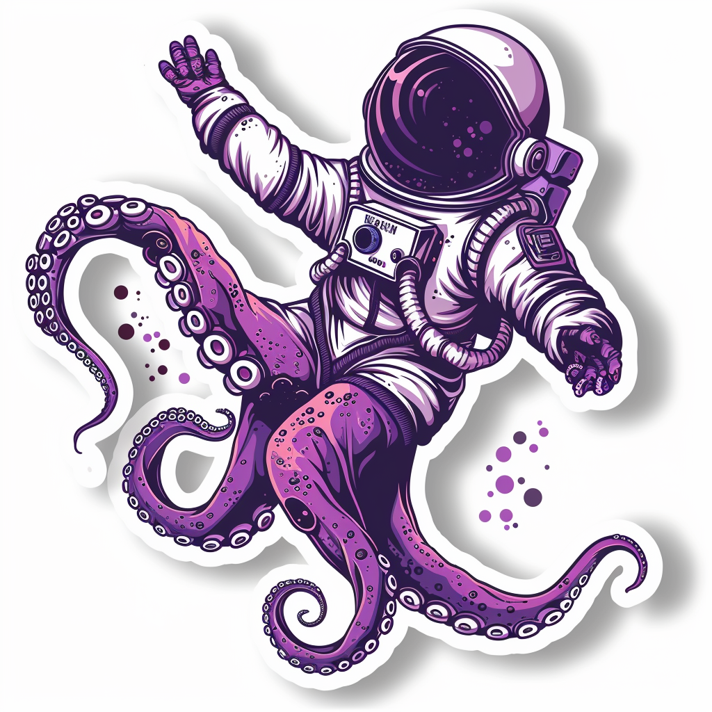 Sticker of an Octopus astronaut majestic Expressive surreal Vinyl Decal Sticker for Car, Laptop, Tumbler and more # F015401