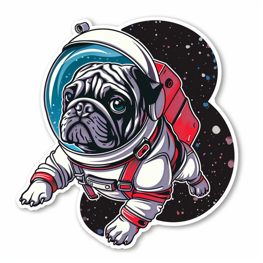Bulldog Dog astronaut majestic Expressive surreal Vinyl Decal Sticker for Car, Laptop, Tumbler and more # F017315