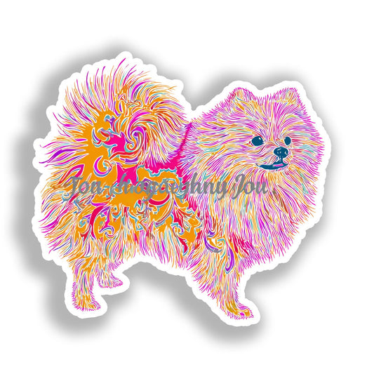 Pomeranian Dog Vinyl Decal Sticker for Car, Laptop, Tumbler and more # A017326-4" x 4"