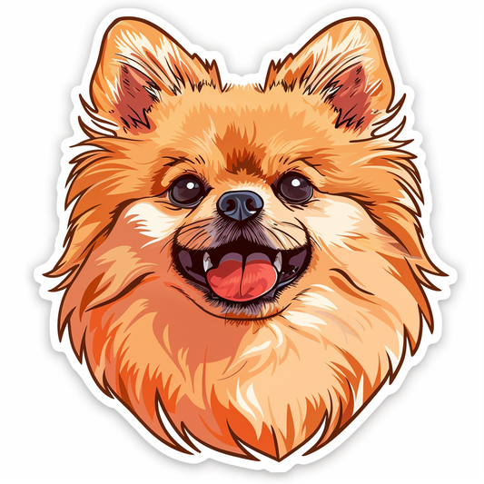 Sticker of a Pomeranian Dog majestic Expressive surreal Vinyl Decal Sticker for Car, Laptop, Tumbler and more # F013821