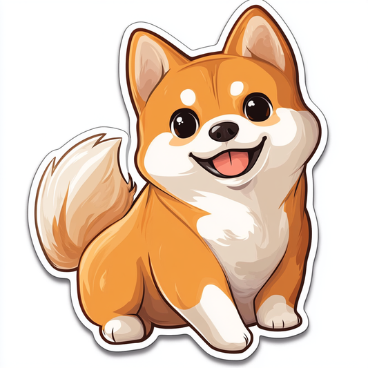 Shiba Inu sticker cartoon style Expressive surreal Vinyl Decal Sticker for Car, Laptop, Tumbler and more # F025811