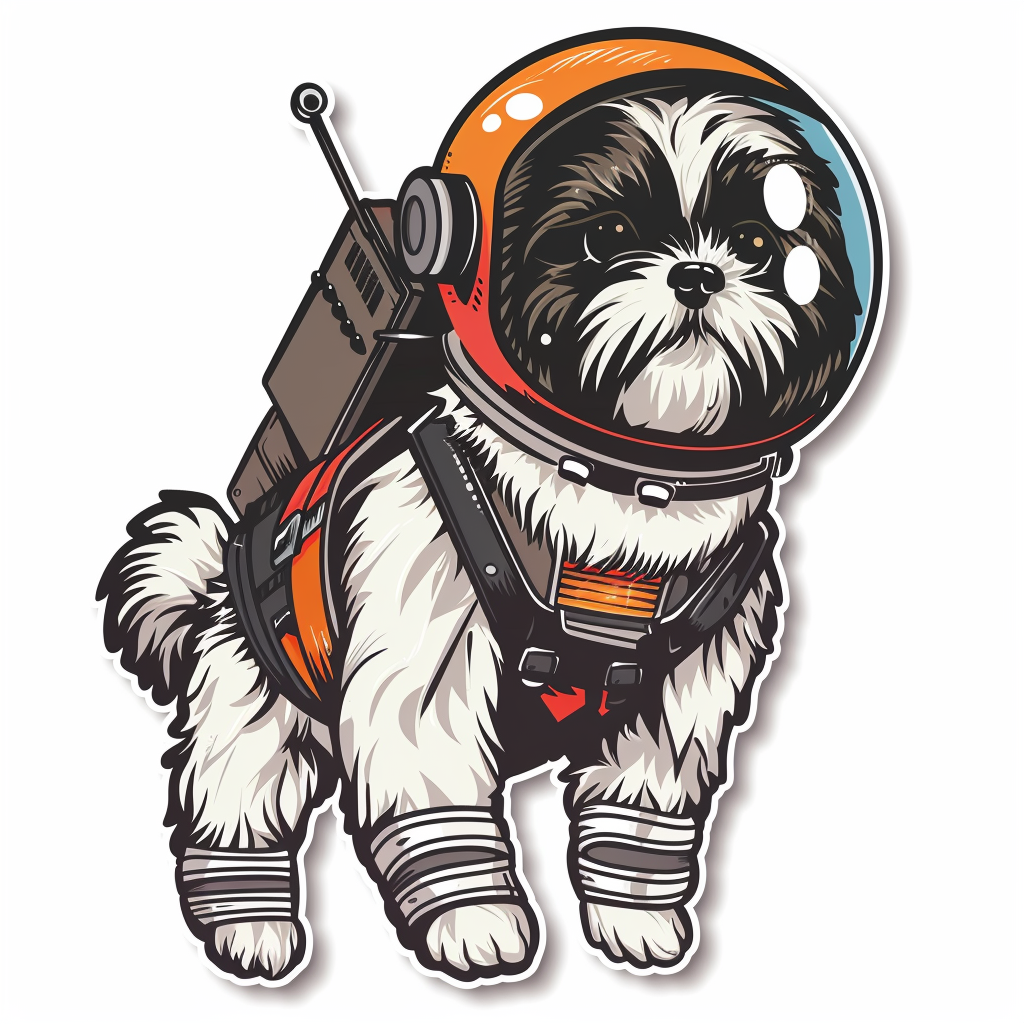Adorable Shih Tzu Dog Expressive surreal Vinyl Decal Sticker for Car, Laptop, Tumbler and more # F018462
