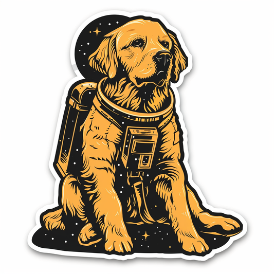 Golden Retriever Dog astronaut Vinyl Decal Sticker for Car, Laptop, Tumbler and more # F010529