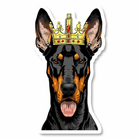 Doberman Pinscher Dog crowned Expressive surreal Vinyl Decal Sticker for Car, Laptop, Tumbler and more # F019370