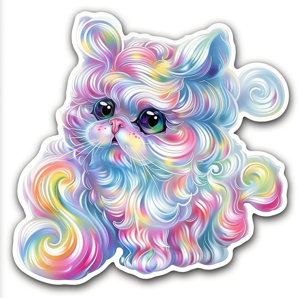 Sticker of a Persian Cat heartcore cat Expressive surreal Vinyl Decal Sticker for Car, Laptop, Tumbler and more # F016422