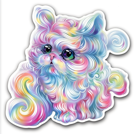 Sticker of a Persian Cat heartcore cat Expressive surreal Vinyl Decal Sticker for Car, Laptop, Tumbler and more # F016422