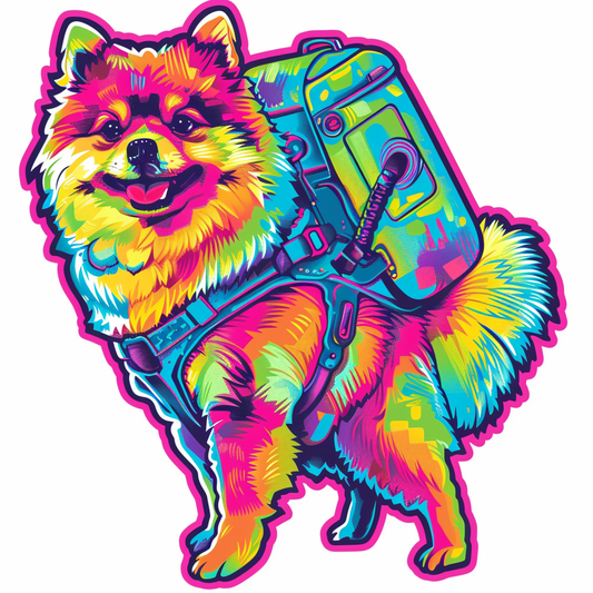 Sticker of a Pomeranian Dog astronaut majestic Expressive surreal Vinyl Decal Sticker for Car, Laptop, Tumbler and more # F013880