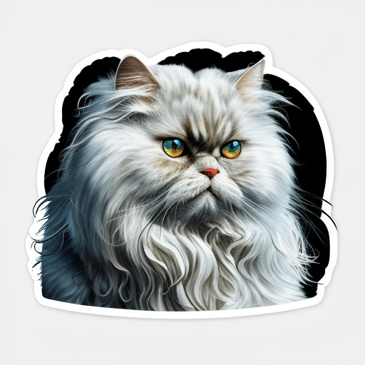 Persian cat with a thick fluffy white Expressive surreal Vinyl Decal Sticker for Car, Laptop, Tumbler and more # F016584