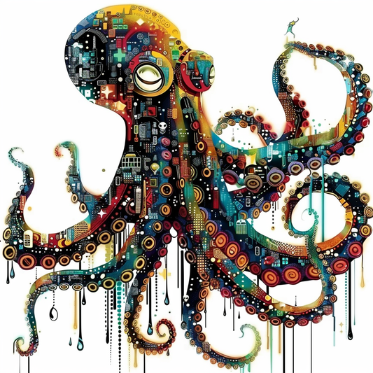 Octopus cyber punk majestic Expressive surreal Vinyl Decal Sticker for Car, Laptop, Tumbler and more # F015588
