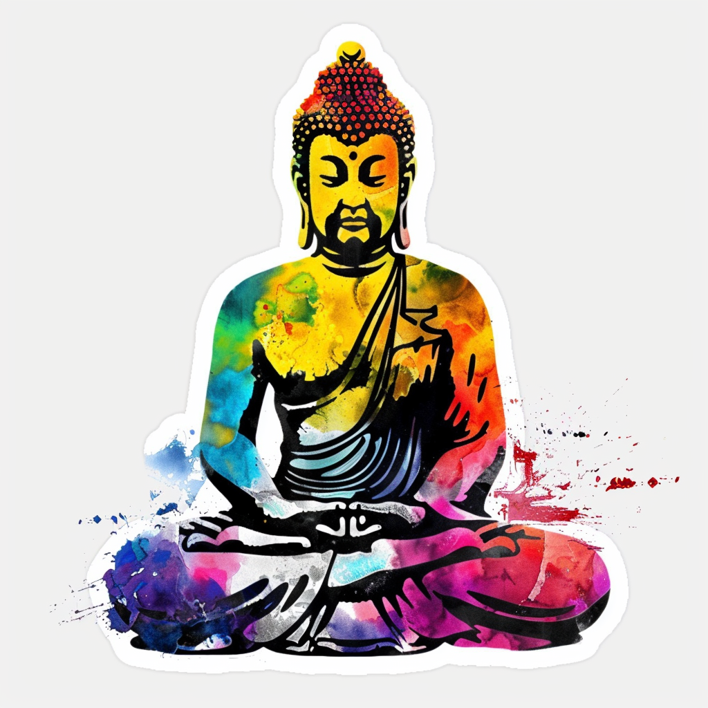 Sticker of a Buddha cartoon majestic Expressive surreal Vinyl Decal Sticker for Car, Laptop, Tumbler and more # F017196
