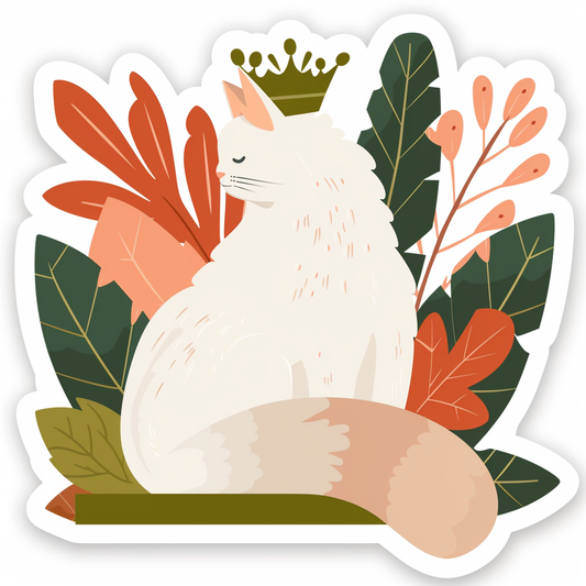 Adorable Turkish Angora Cat  Vinyl Decal Sticker for Car, Laptop, Tumbler and more # F020866-4" x 4"
