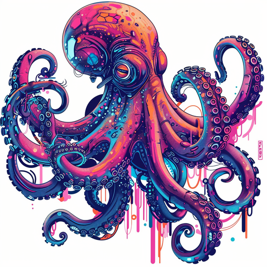 Octopus cyber punk majestic Expressive surreal Vinyl Decal Sticker for Car, Laptop, Tumbler and more # F015582